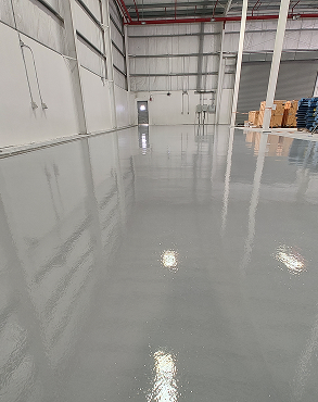 Durable polyurethane flooring system for industrial space